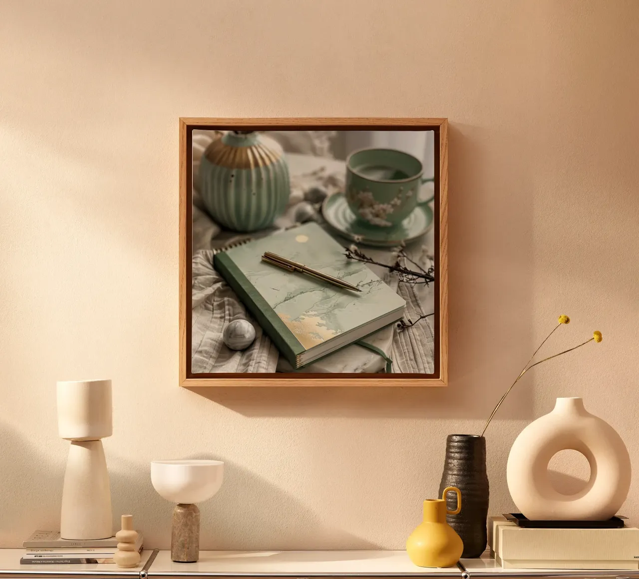 Groene rust canvas met Baklijst van StillVibe Home