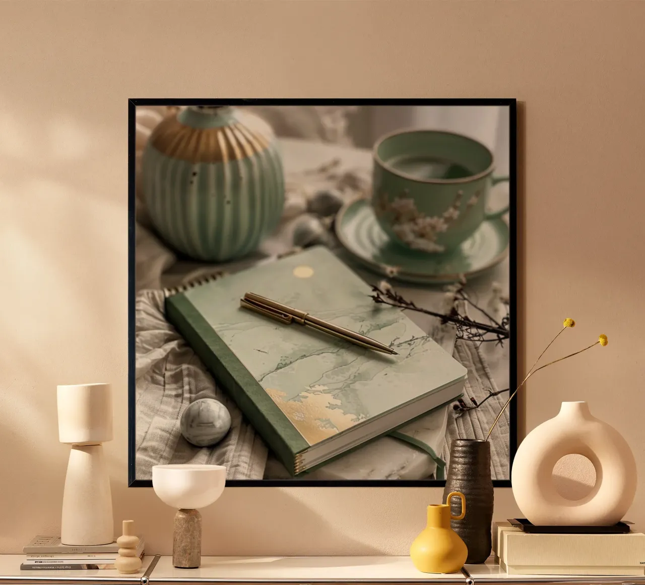 Serenità verde poster con telaio in legno da StillVibe Home