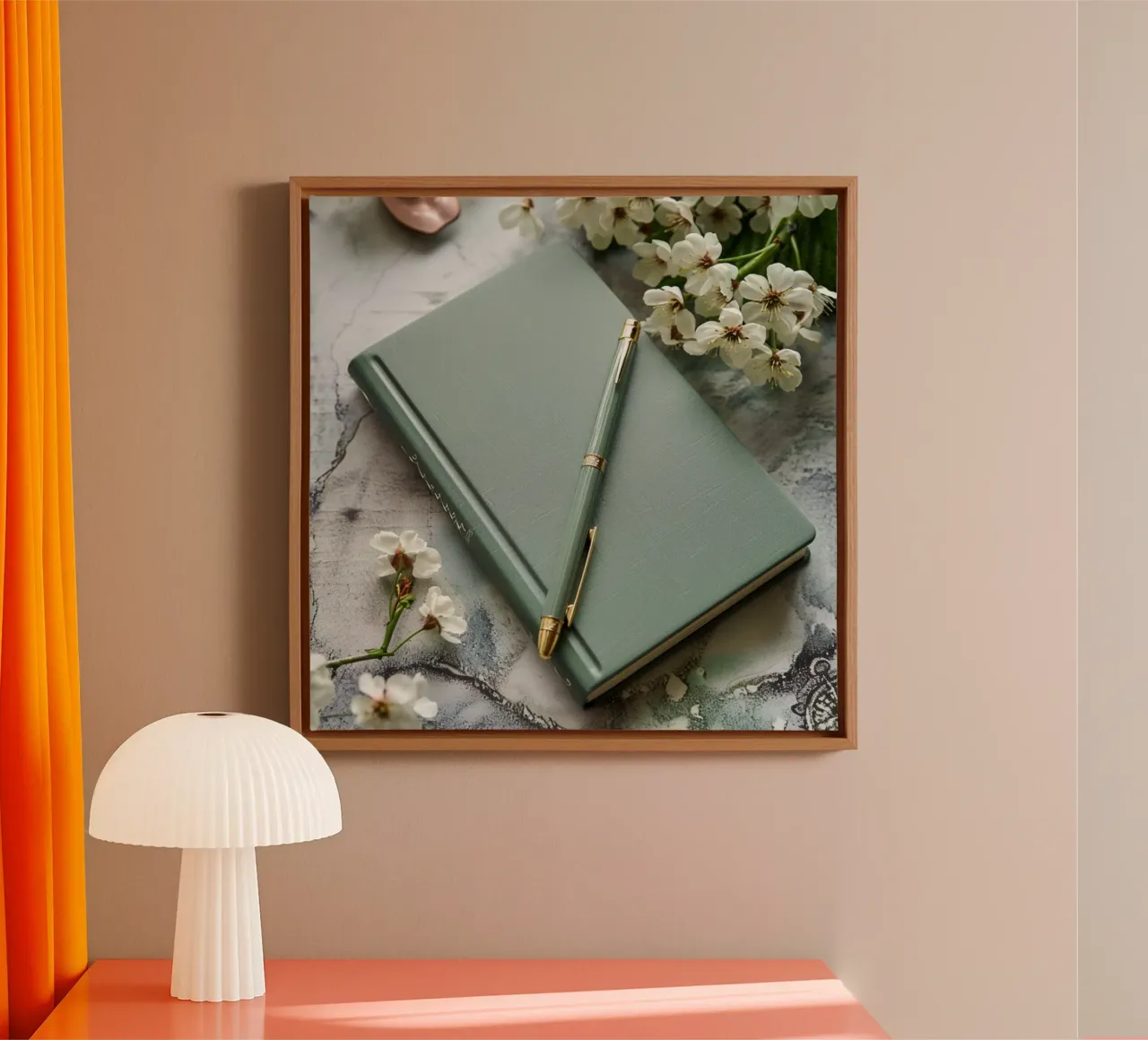 Groene rust canvas met Baklijst van StillVibe Home