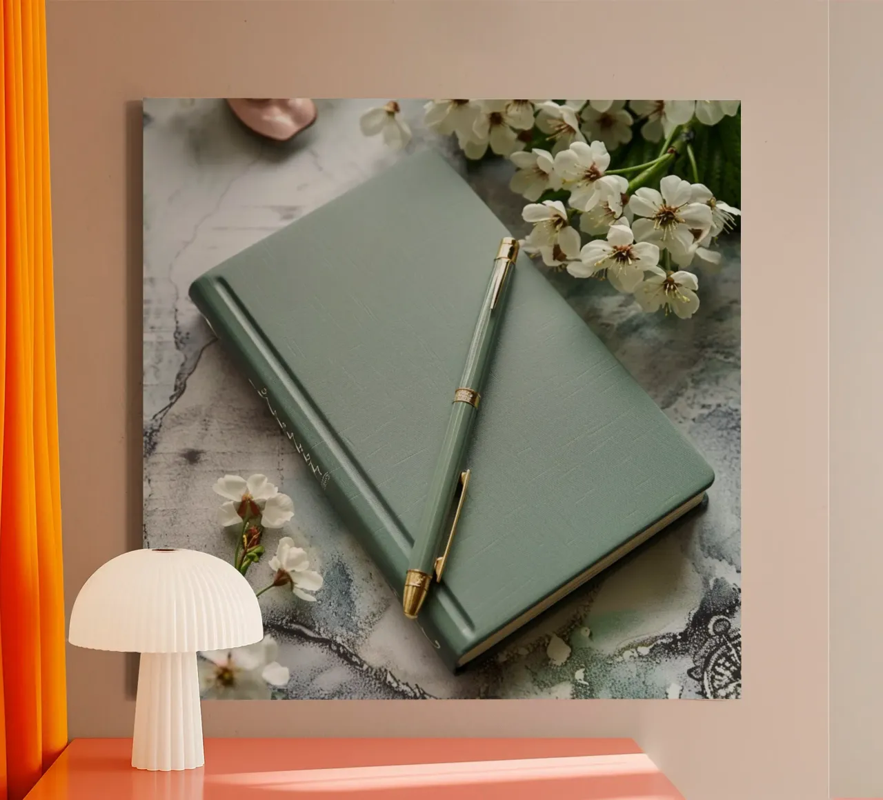 Groene rust canvas met Baklijst van StillVibe Home