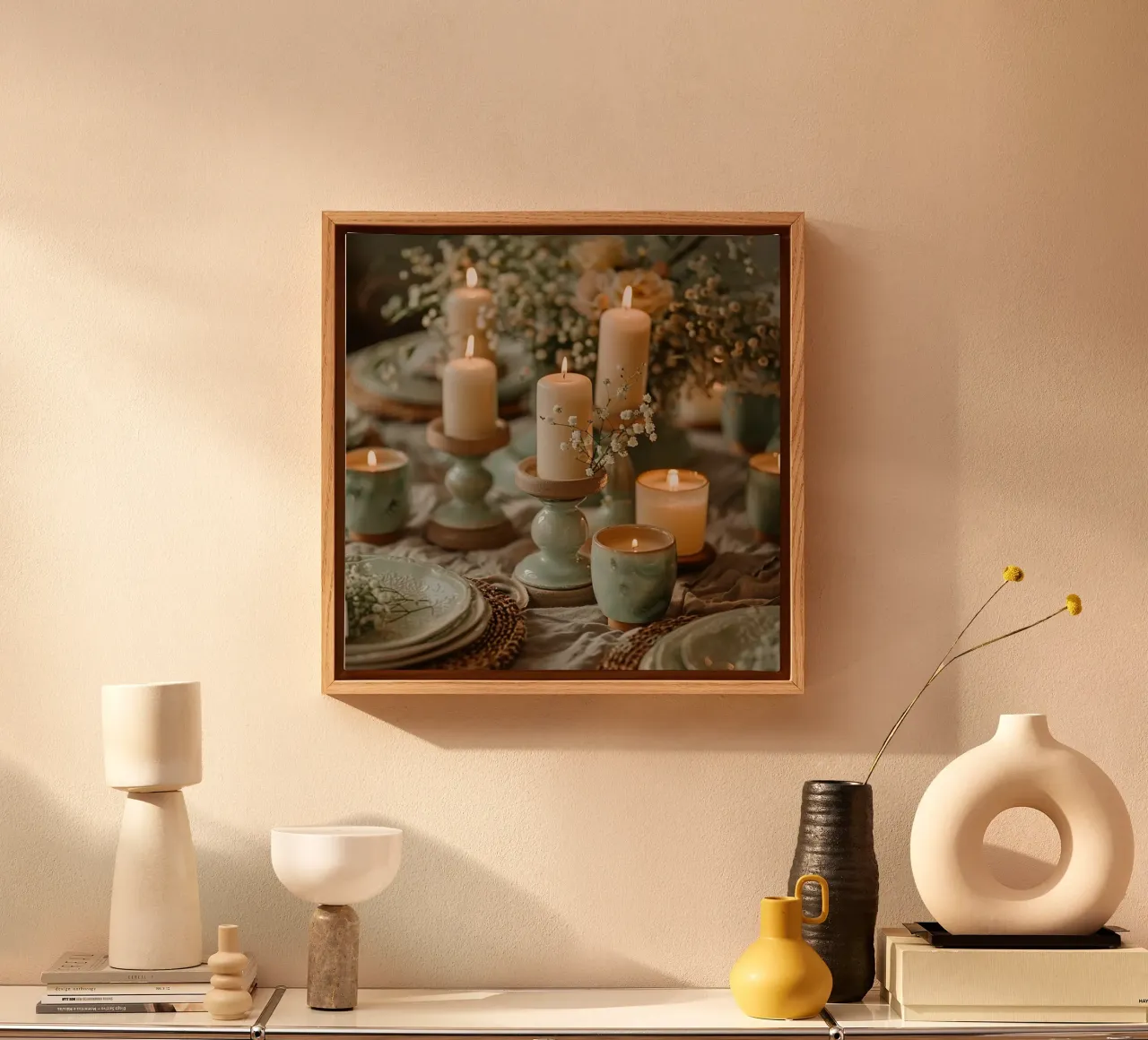Groene rust canvas met Baklijst van StillVibe Home