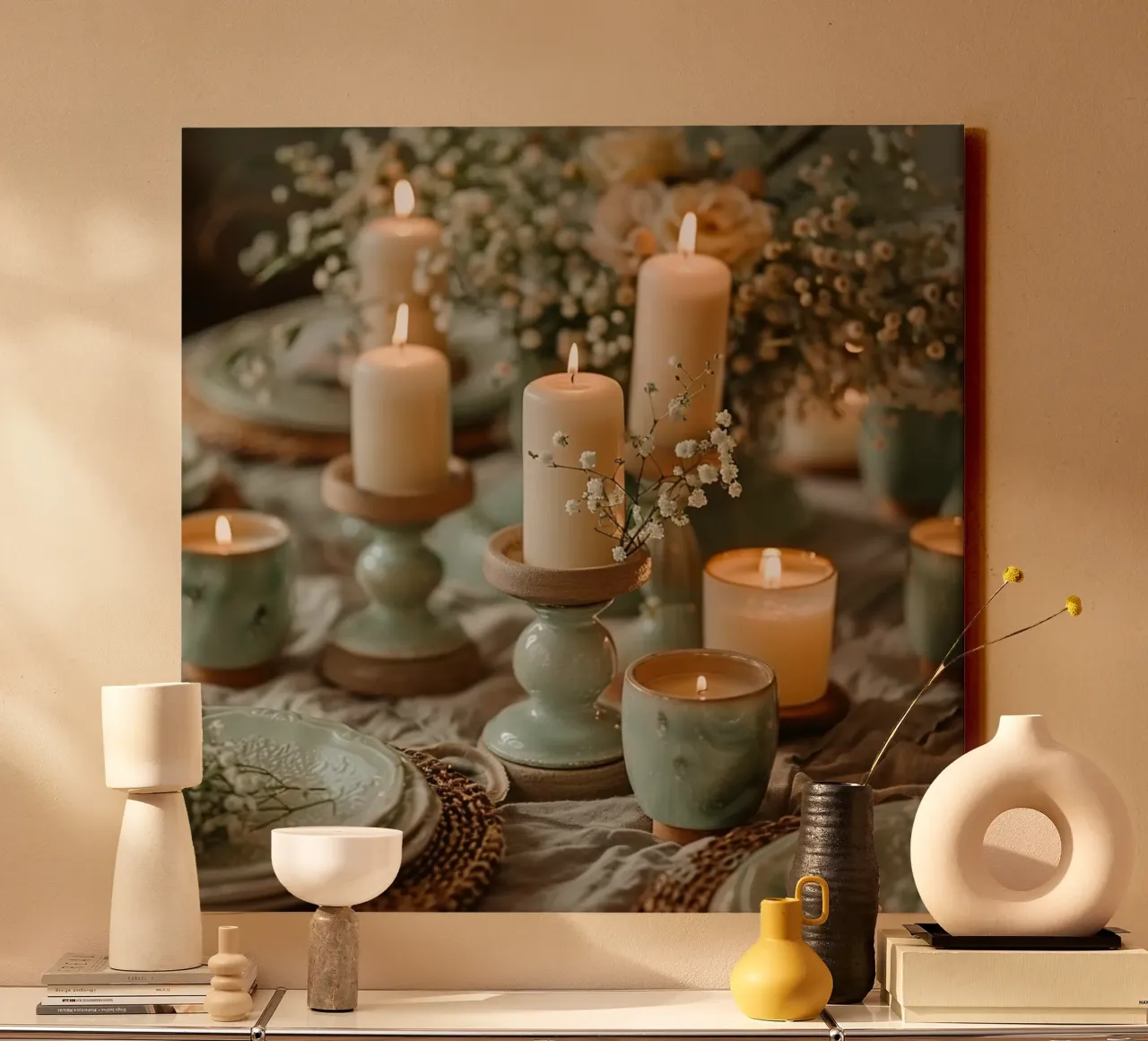 Groene rust canvas met Baklijst van StillVibe Home