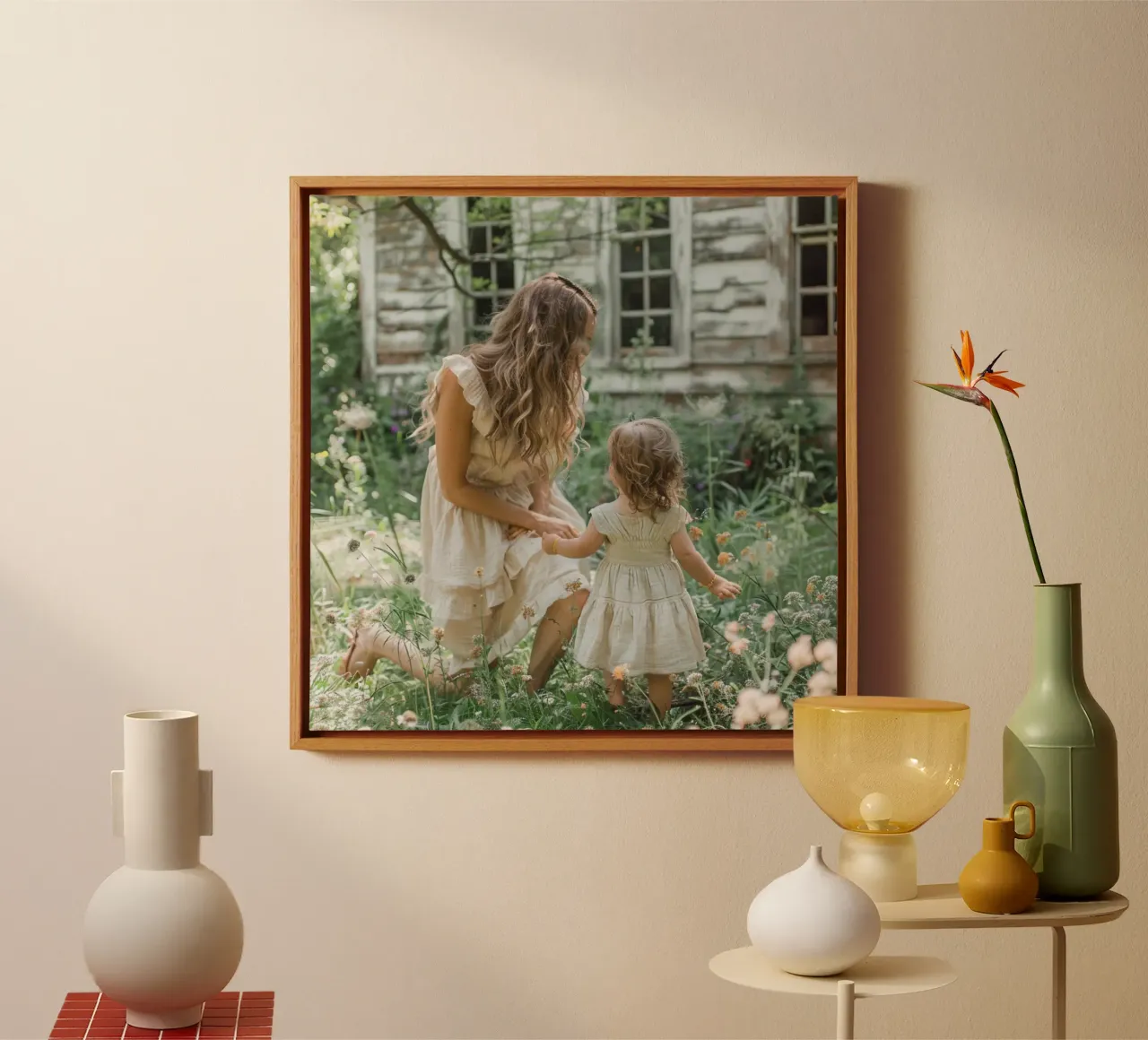 Groene rust canvas met Baklijst van StillVibe Home