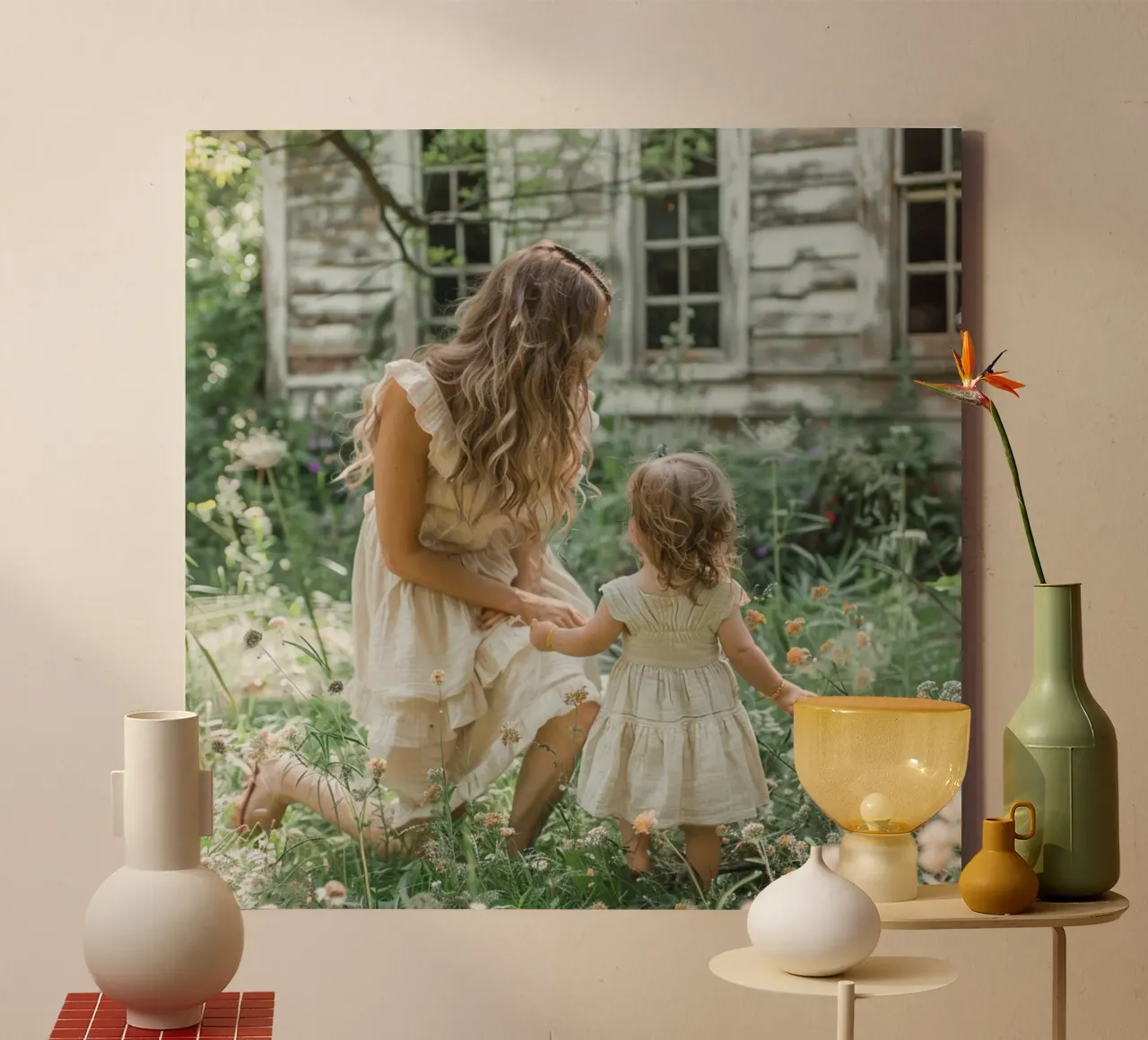 Groene rust canvas met Baklijst van StillVibe Home