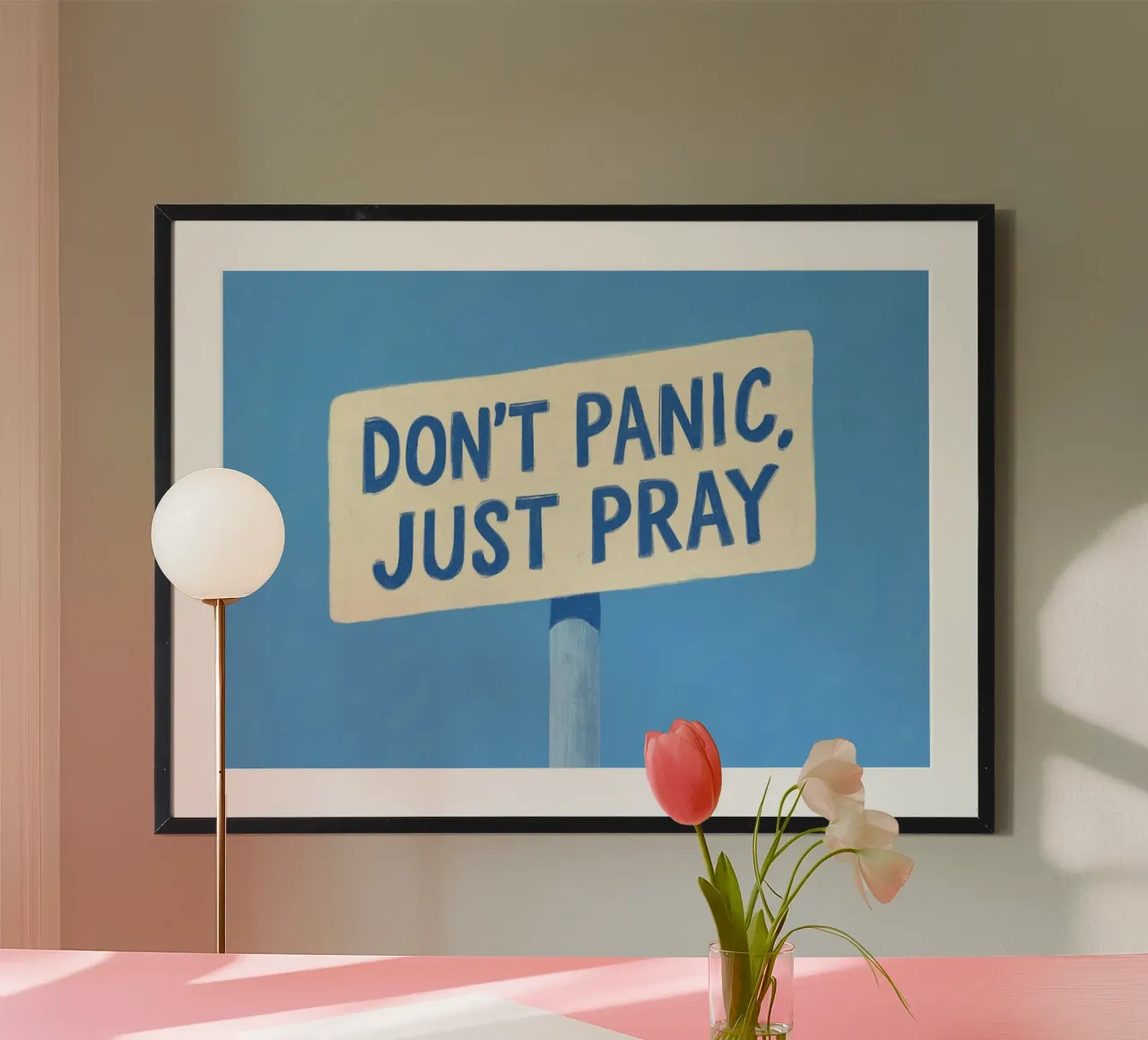 Non farti prendere dal panico, prega - Stampa d'arte cristiana moderna poster da vintagepod