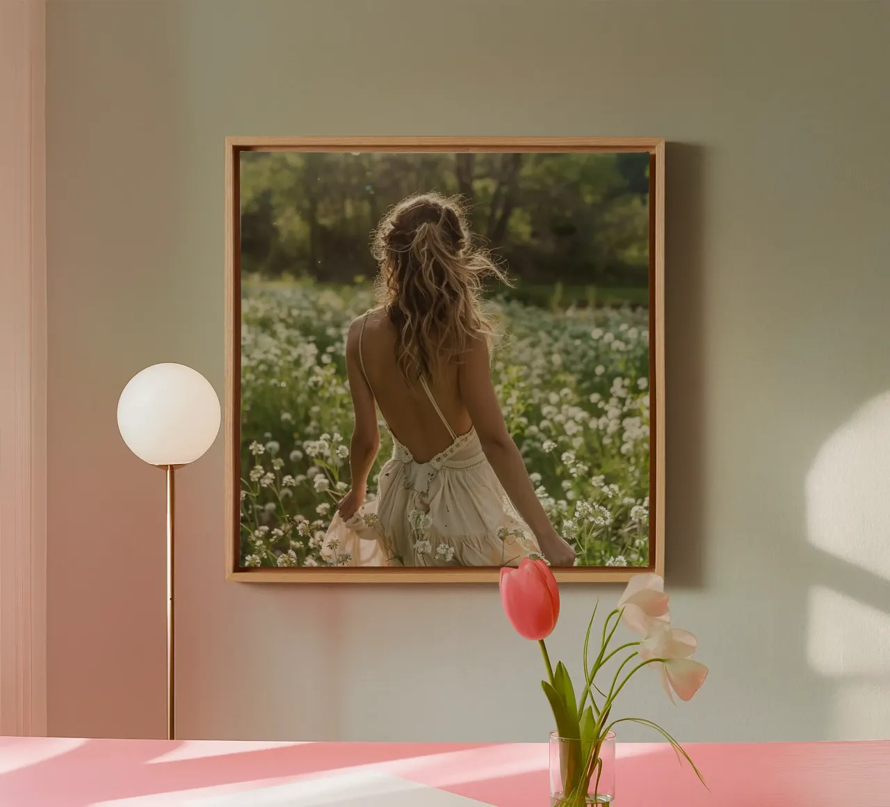 Groene rust canvas met Baklijst van StillVibe Home
