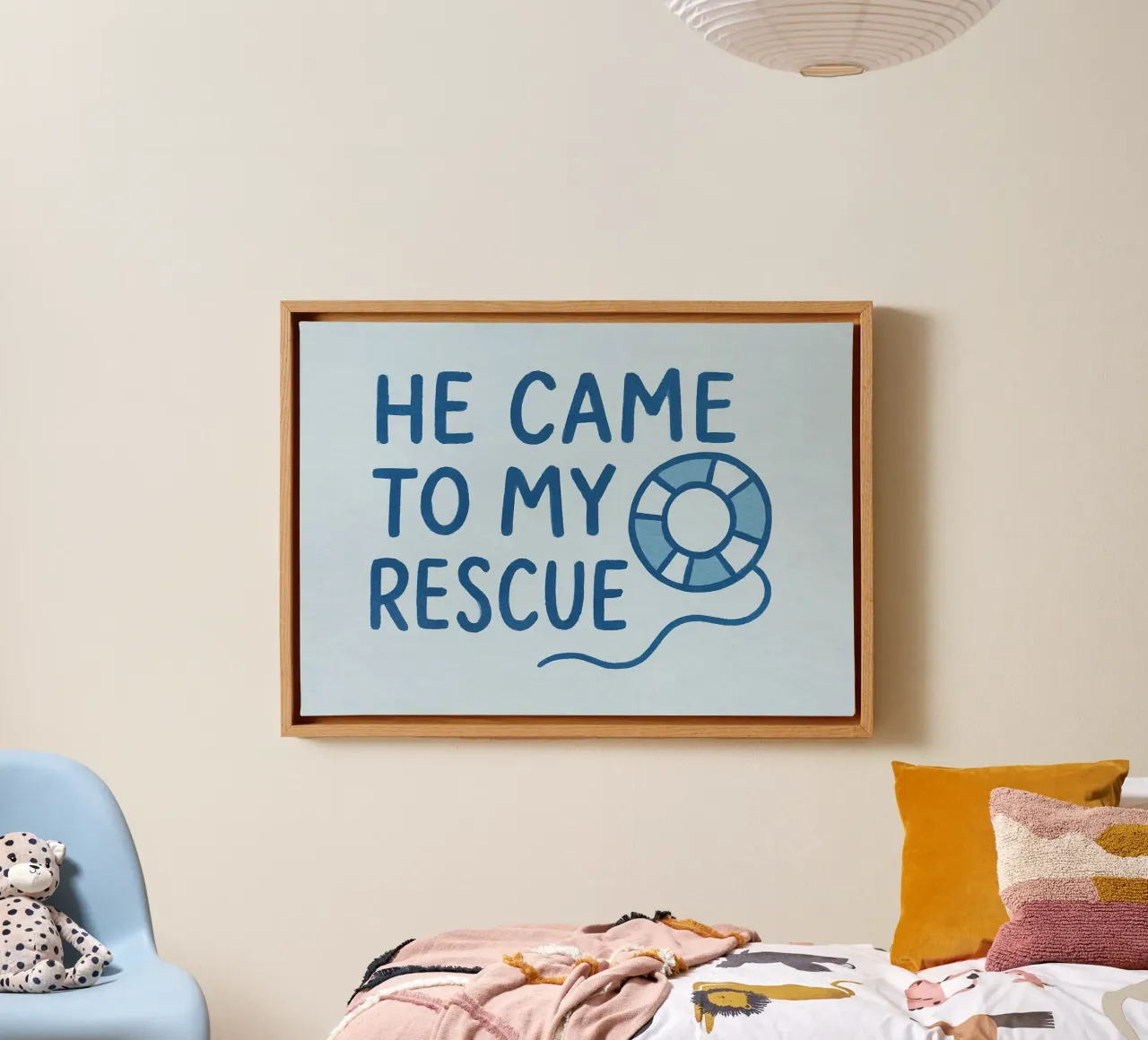 Él vino a mi rescate - Christian Art Print lienzo con Marco flotante de vintagepod