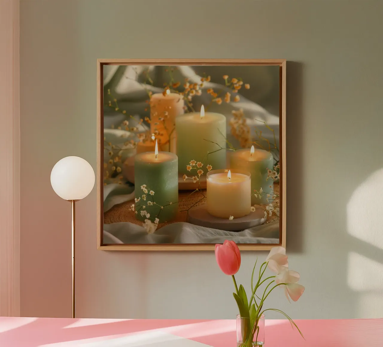 Groene rust canvas met Baklijst van StillVibe Home