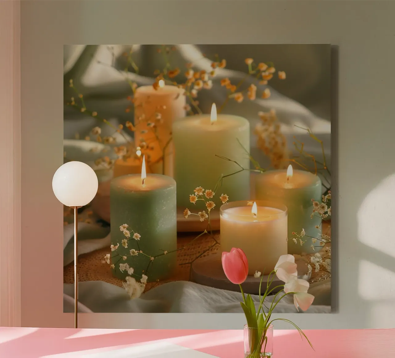Groene rust canvas met Baklijst van StillVibe Home