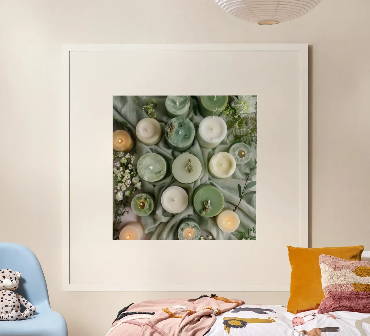 Serenità verde poster con telaio in plastica da StillVibe Home