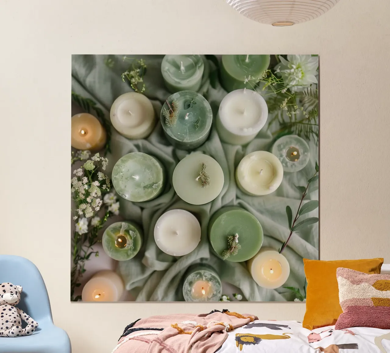 Serenità verde poster con telaio in plastica da StillVibe Home