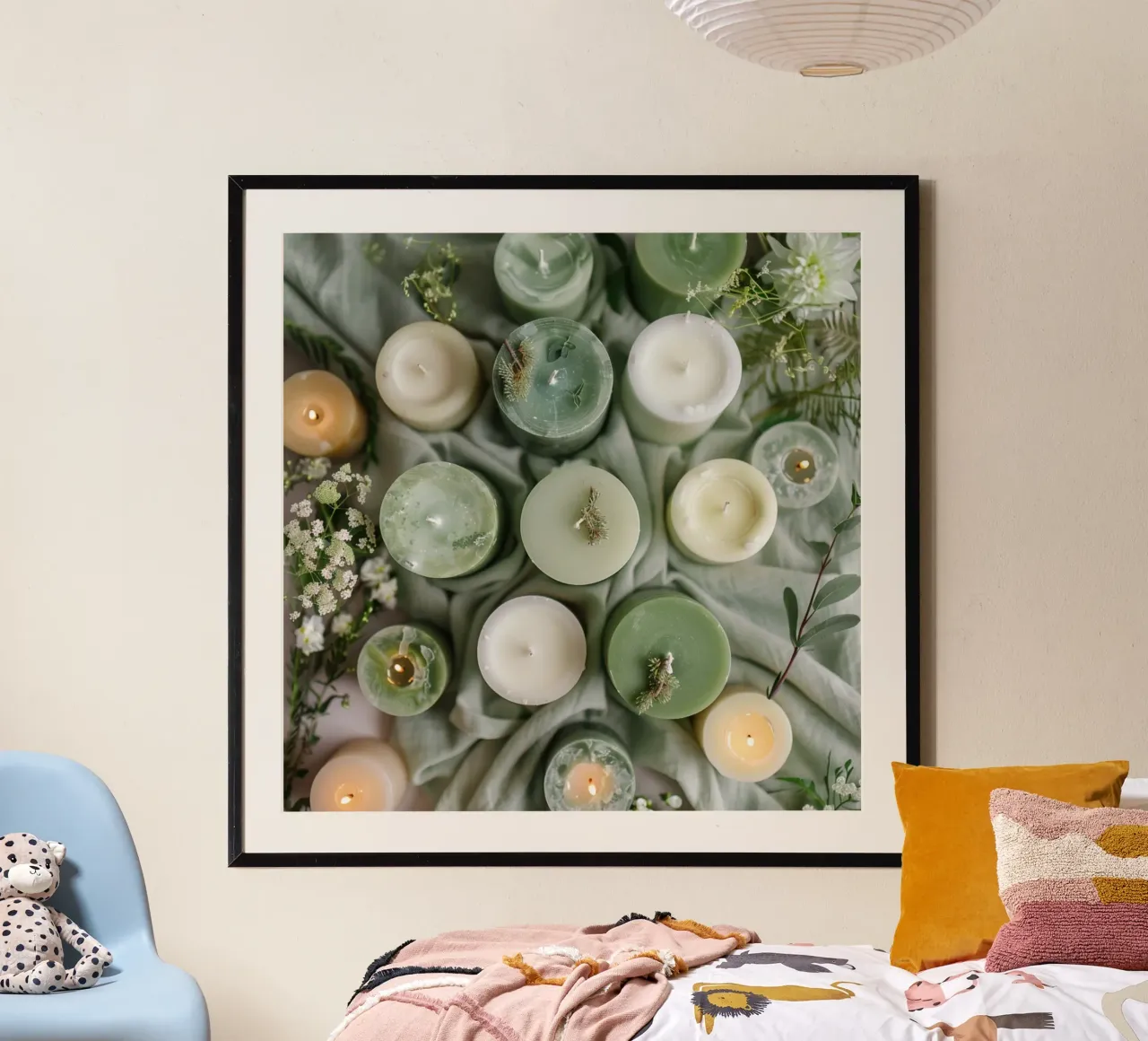 Serenità verde poster con telaio in plastica da StillVibe Home