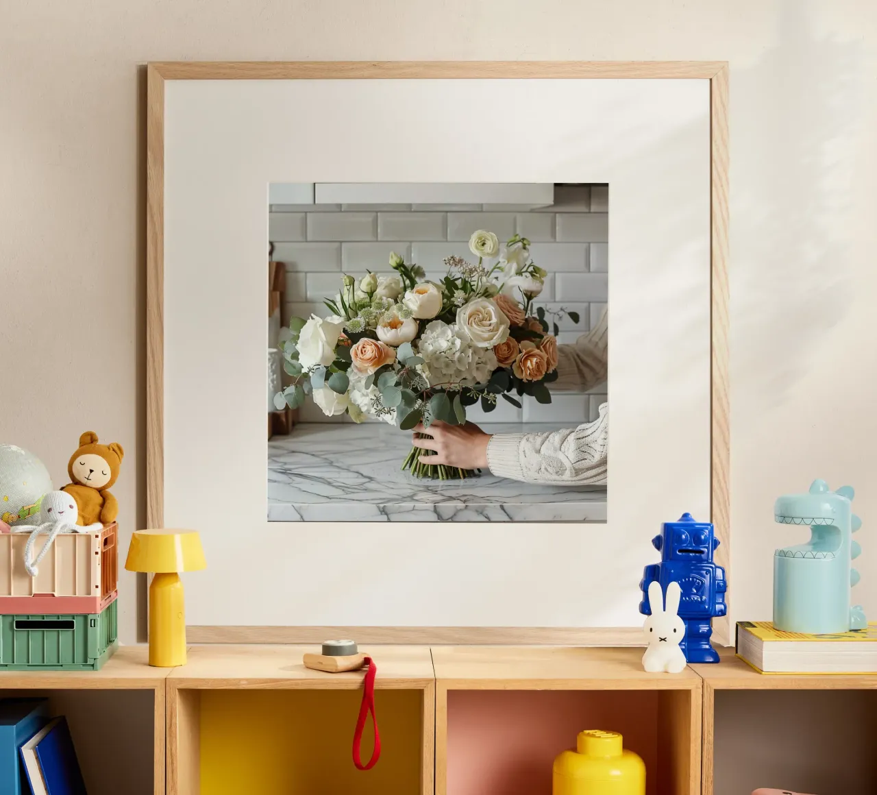 Serenità verde poster con telaio in plastica da StillVibe Home