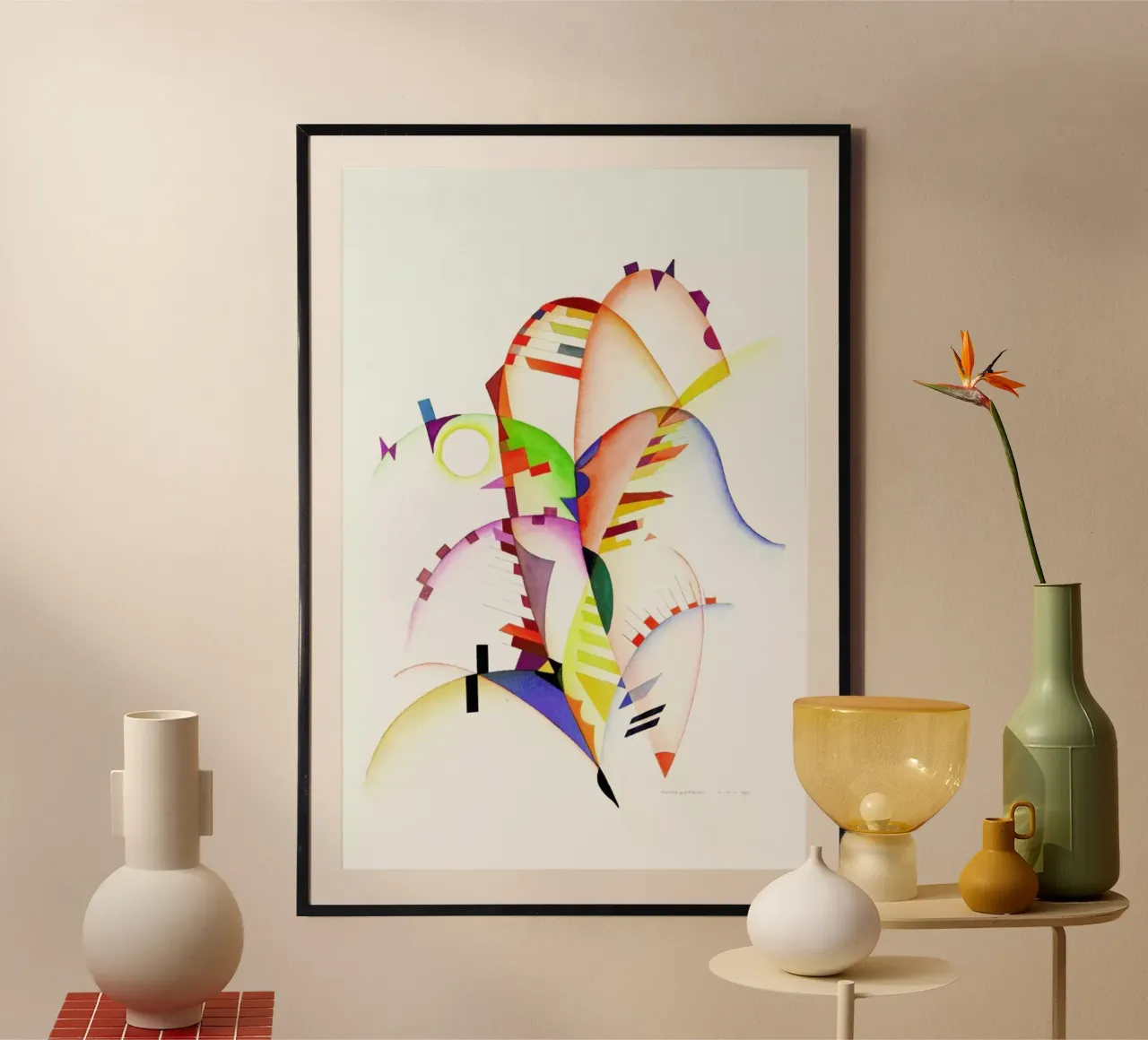 Reiche zerfallen (1991) poster con telaio in legno da Heinrich Neuy