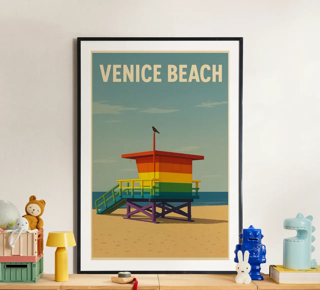 Venice Beach Lifeguard Tower poster da WildTravelArt