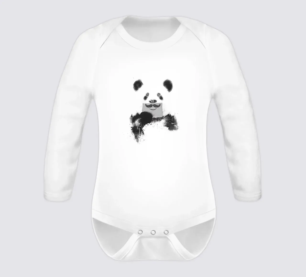 Funny panda long-sleeve baby romper by Balazs Solti