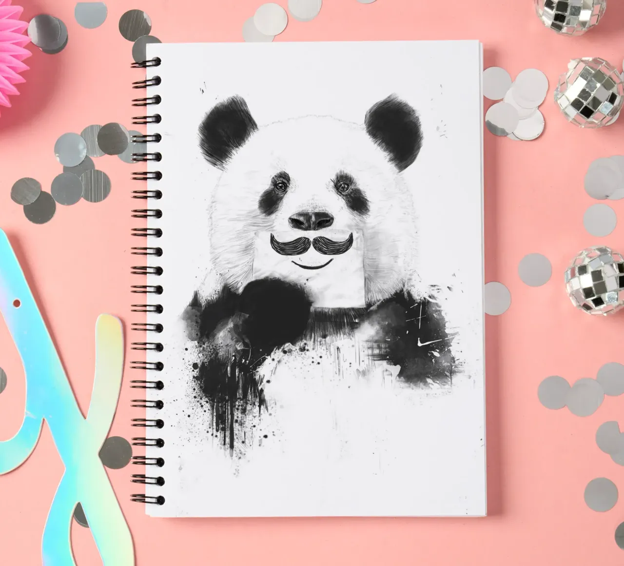 Funny panda spiral notebook by Balazs Solti