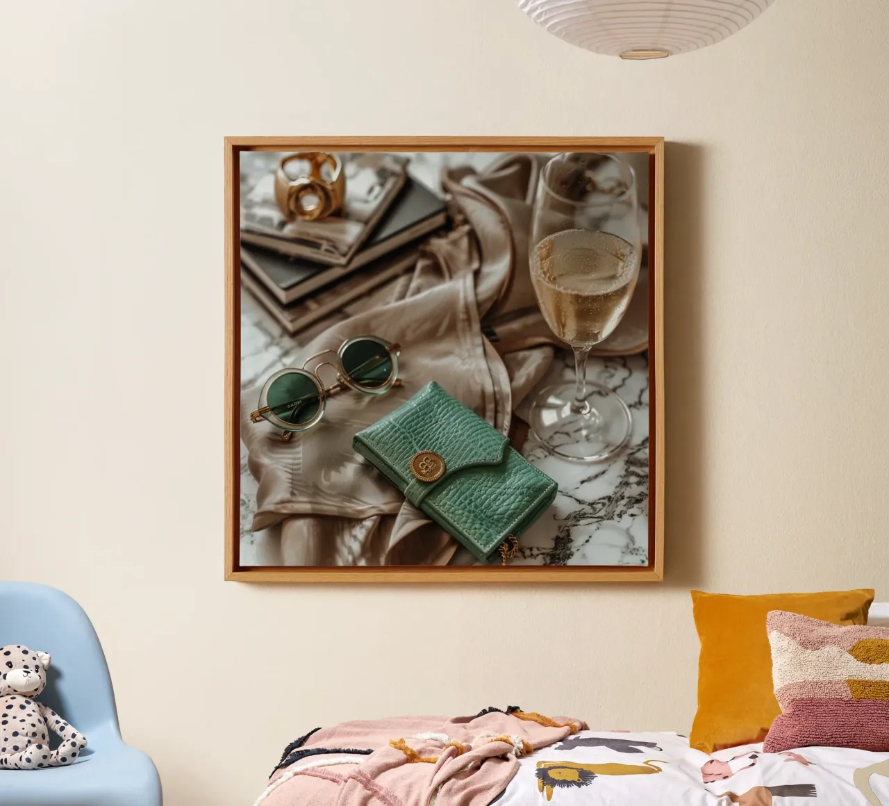 Smaragdgrüner Ablass Leinwand mit Schattenfugenrahmen von StillVibe Home