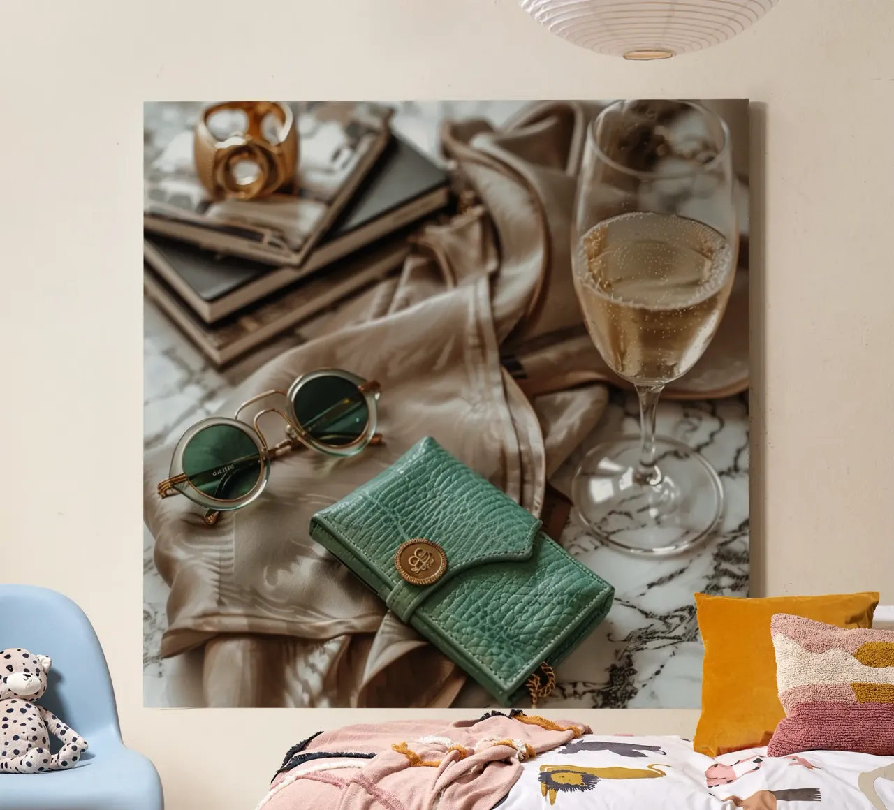 Smaragdgrüner Ablass Leinwand mit Schattenfugenrahmen von StillVibe Home
