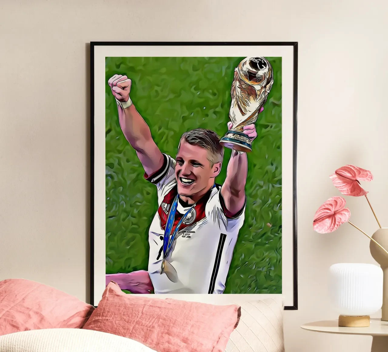 Bastian Schweinsteiger festeggia la vittoria della Coppa del Mondo con i suoi compagni di squadra. poster da dark eagle
