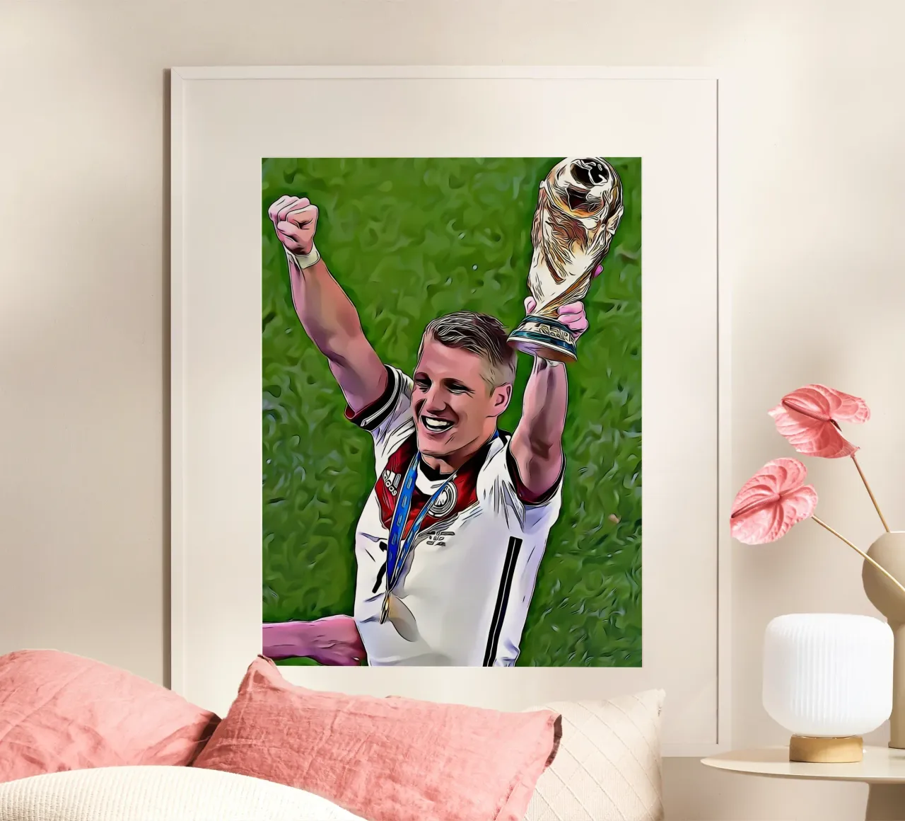 Bastian Schweinsteiger festeggia la vittoria della Coppa del Mondo con i suoi compagni di squadra. poster da dark eagle