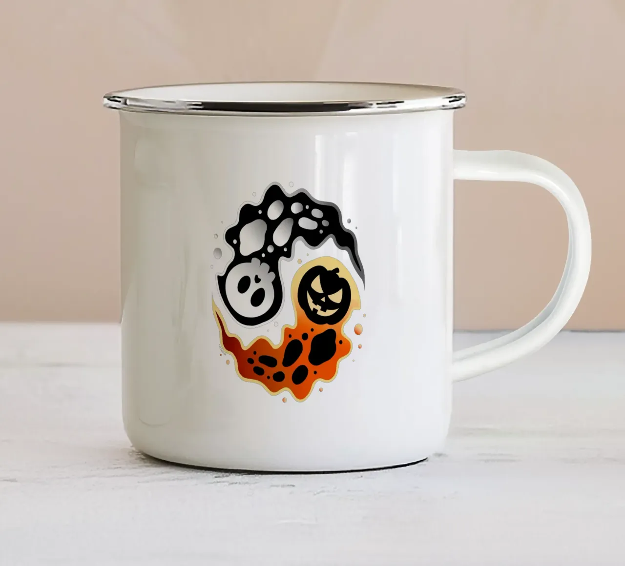 Ying Yang Halloween tazza in smalto da LM2KONE