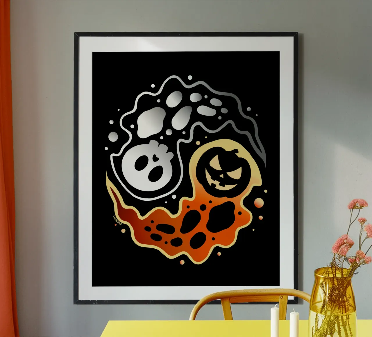 Ying Yang Halloween poster con telaio in alluminio da LM2KONE
