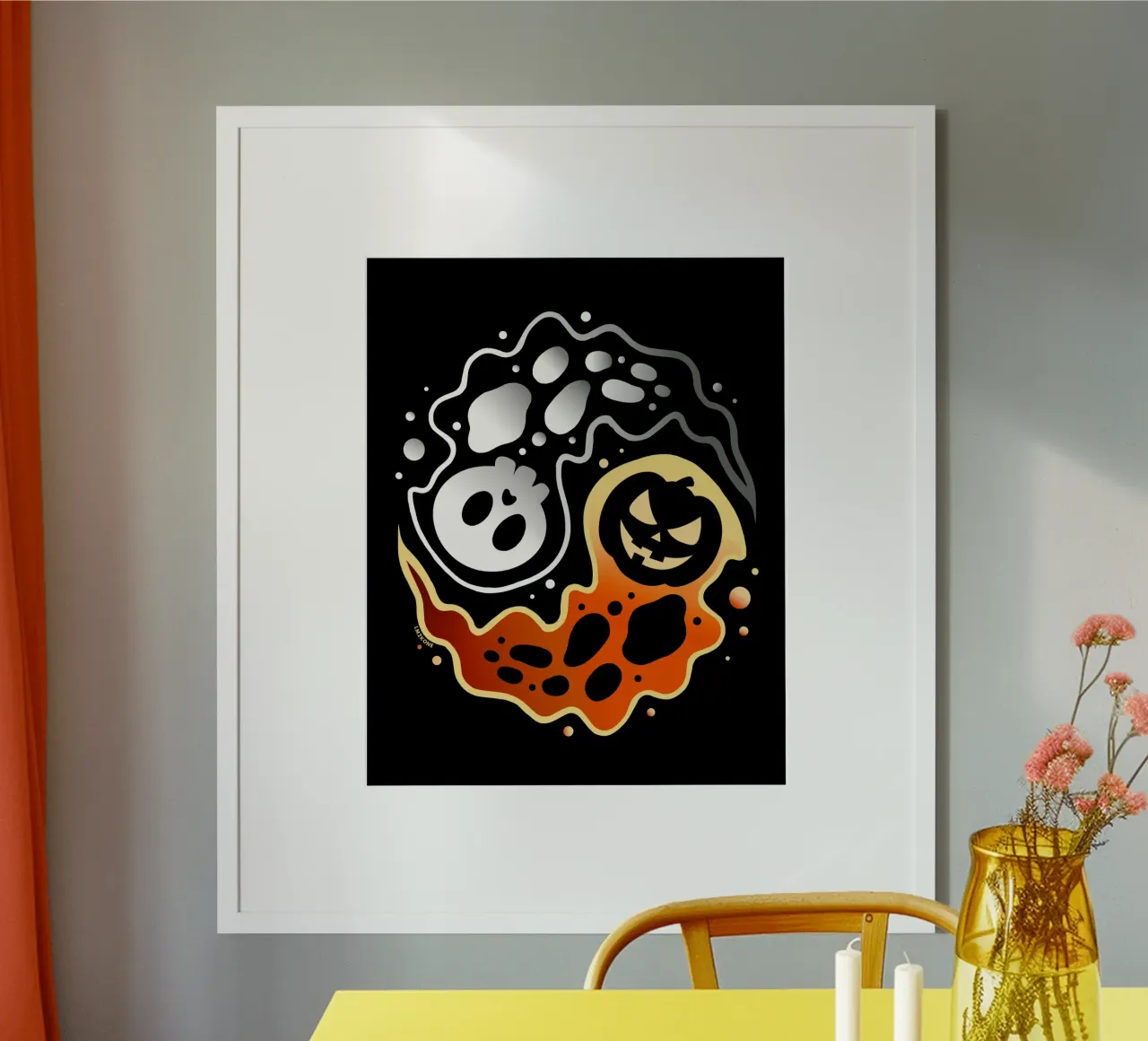 Ying Yang Halloween poster con telaio in alluminio da LM2KONE