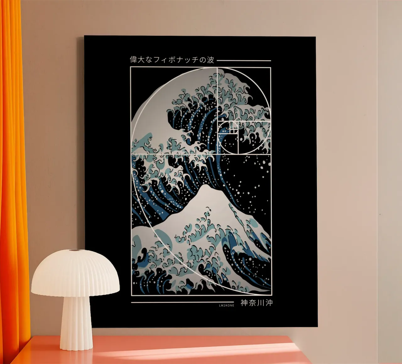 La Grande Onda della Spirale di Fibonacci - Modern Blue tela con Cornice a cassetta da LM2KONE