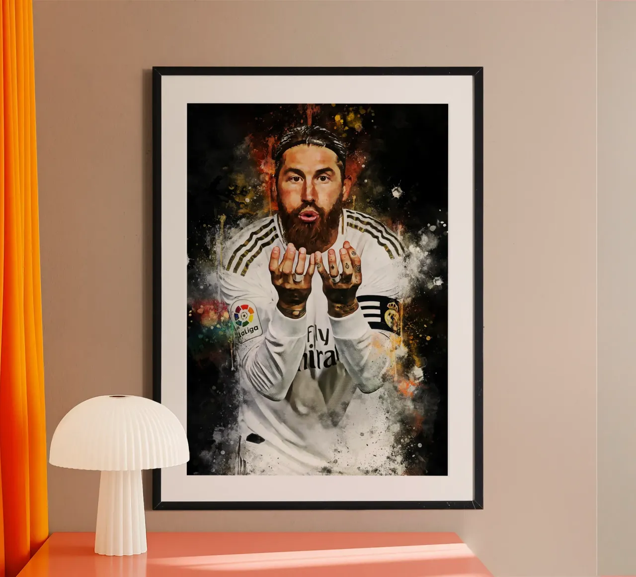 Sergio Ramos poster con telaio in plastica da MasterInkArt
