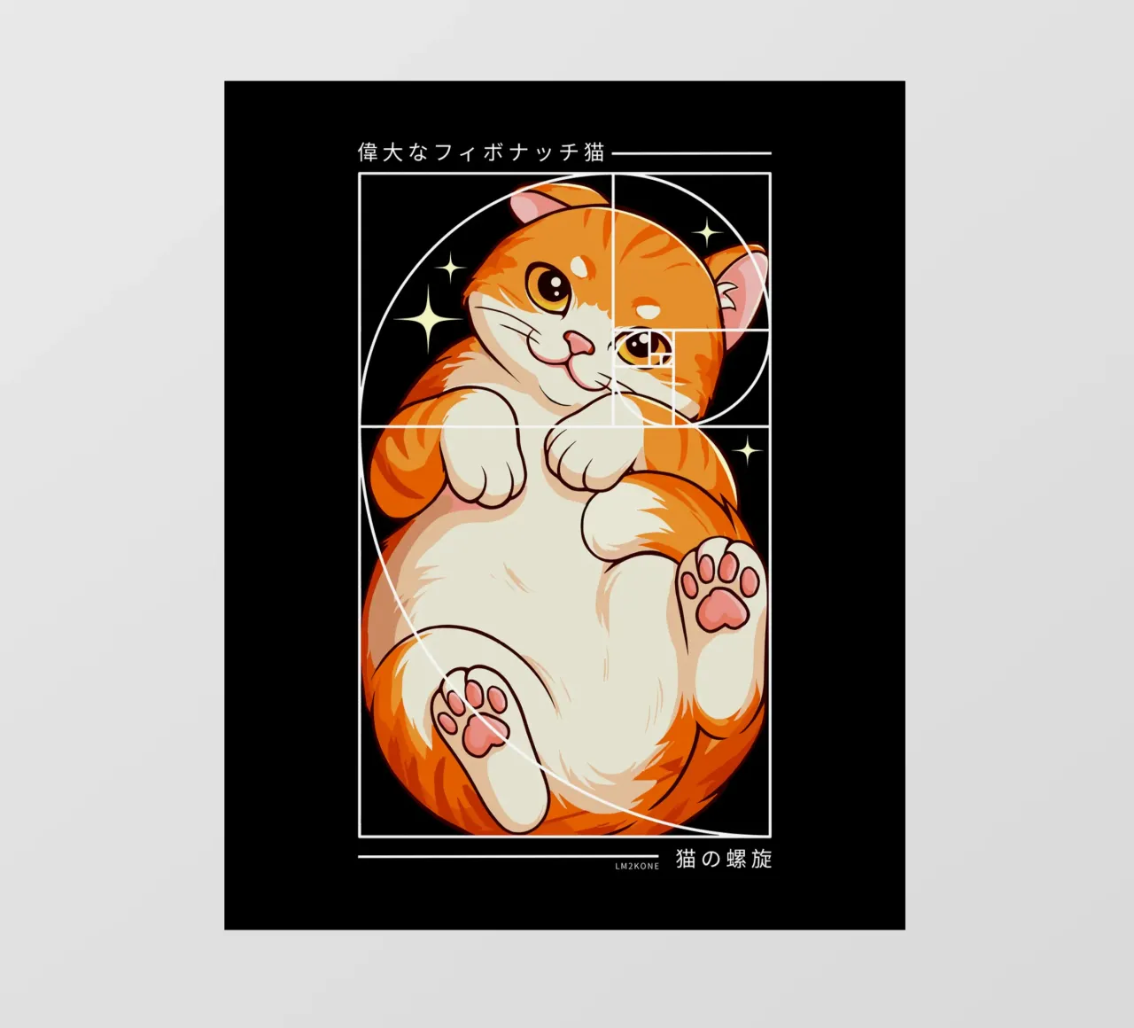 Il gatto della spirale di Fibonacci telo in pvc da LM2KONE