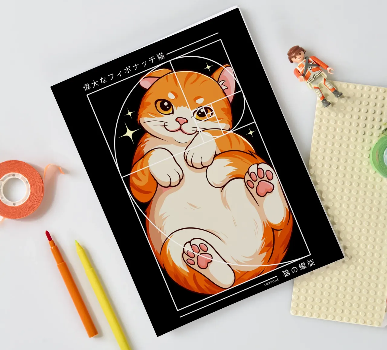 The Cat of Fibonacci Spiral notebook by LM2KONE