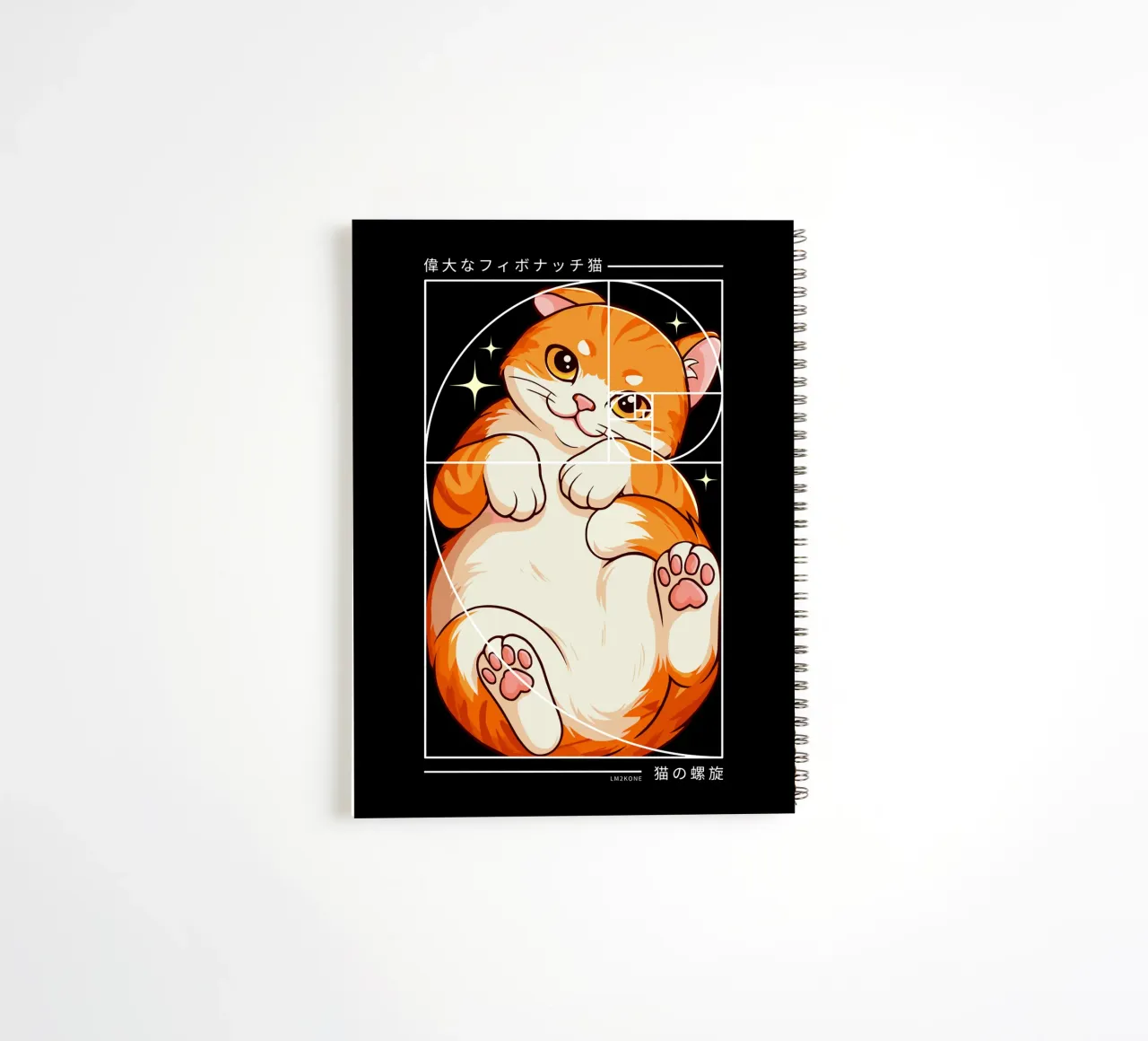 The Cat of Fibonacci Spiral spiral notebook by LM2KONE