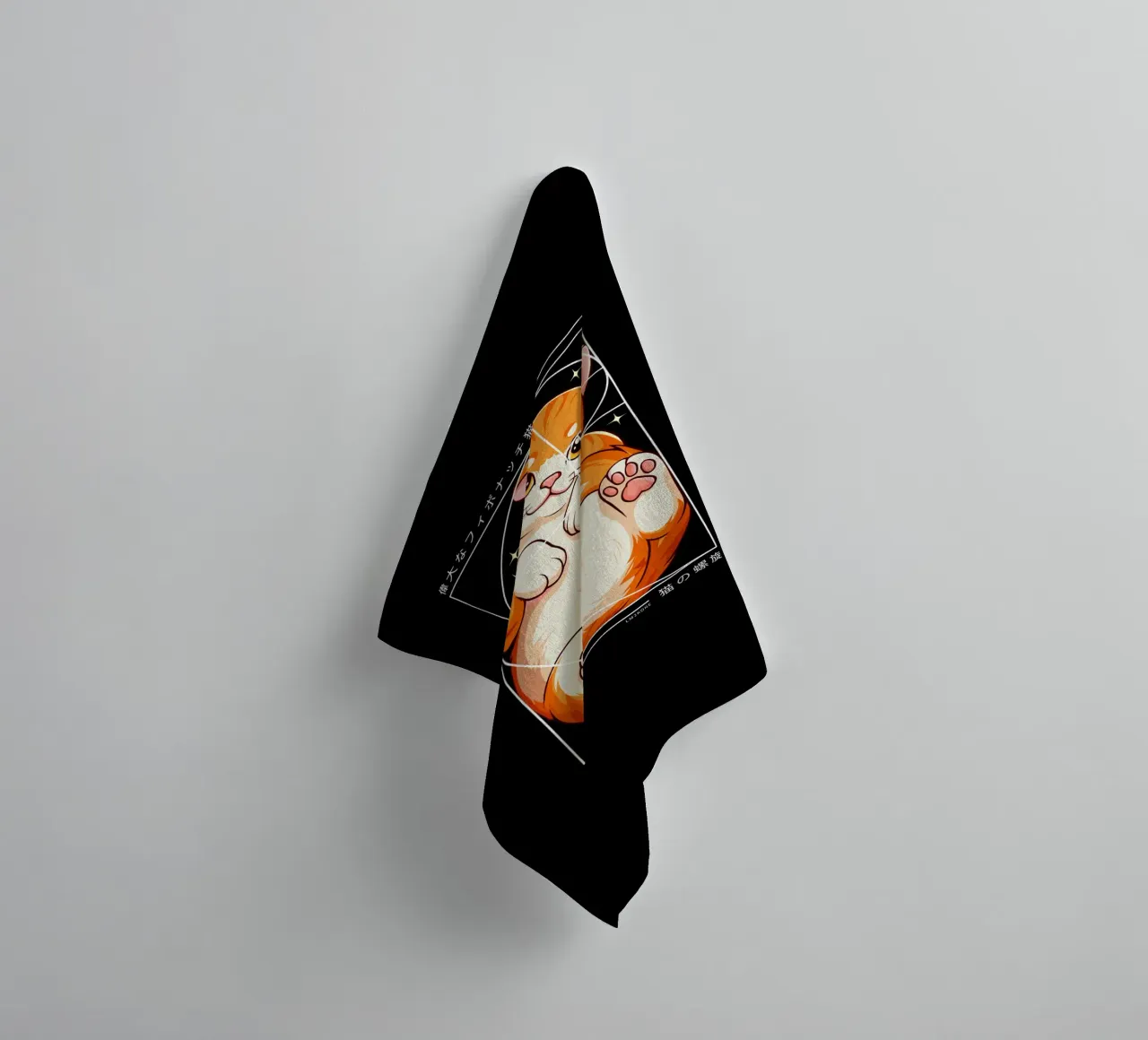 The Cat of Fibonacci Spiral towel by LM2KONE