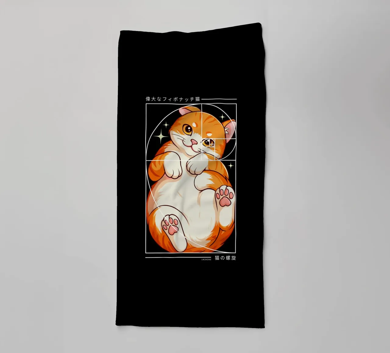 The Cat of Fibonacci Spiral towel by LM2KONE