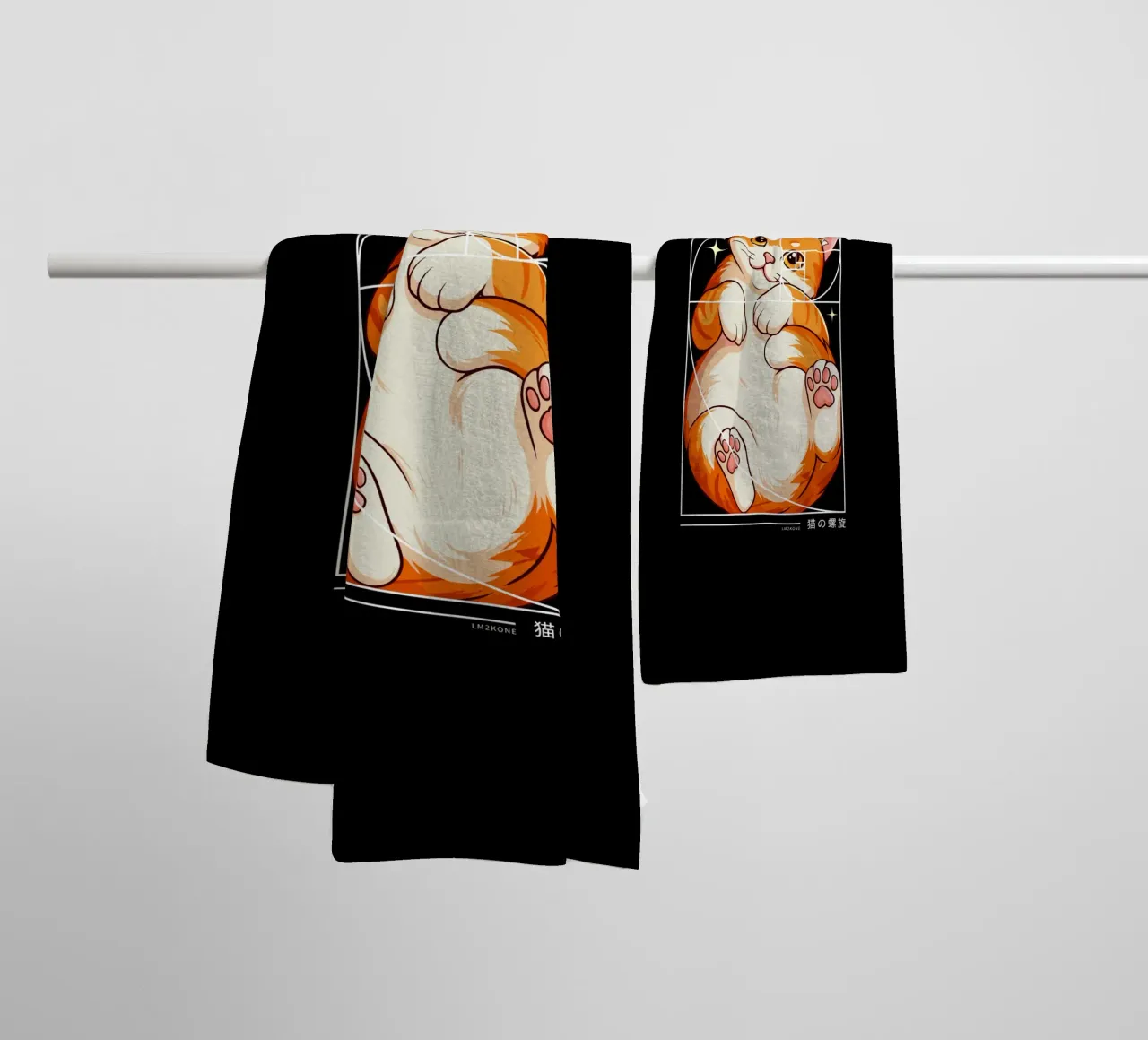 The Cat of Fibonacci Spiral towel by LM2KONE