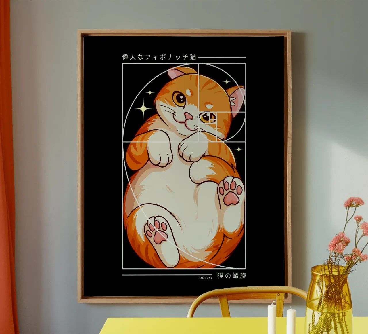 The Cat of Fibonacci Spiral canvas by LM2KONE
