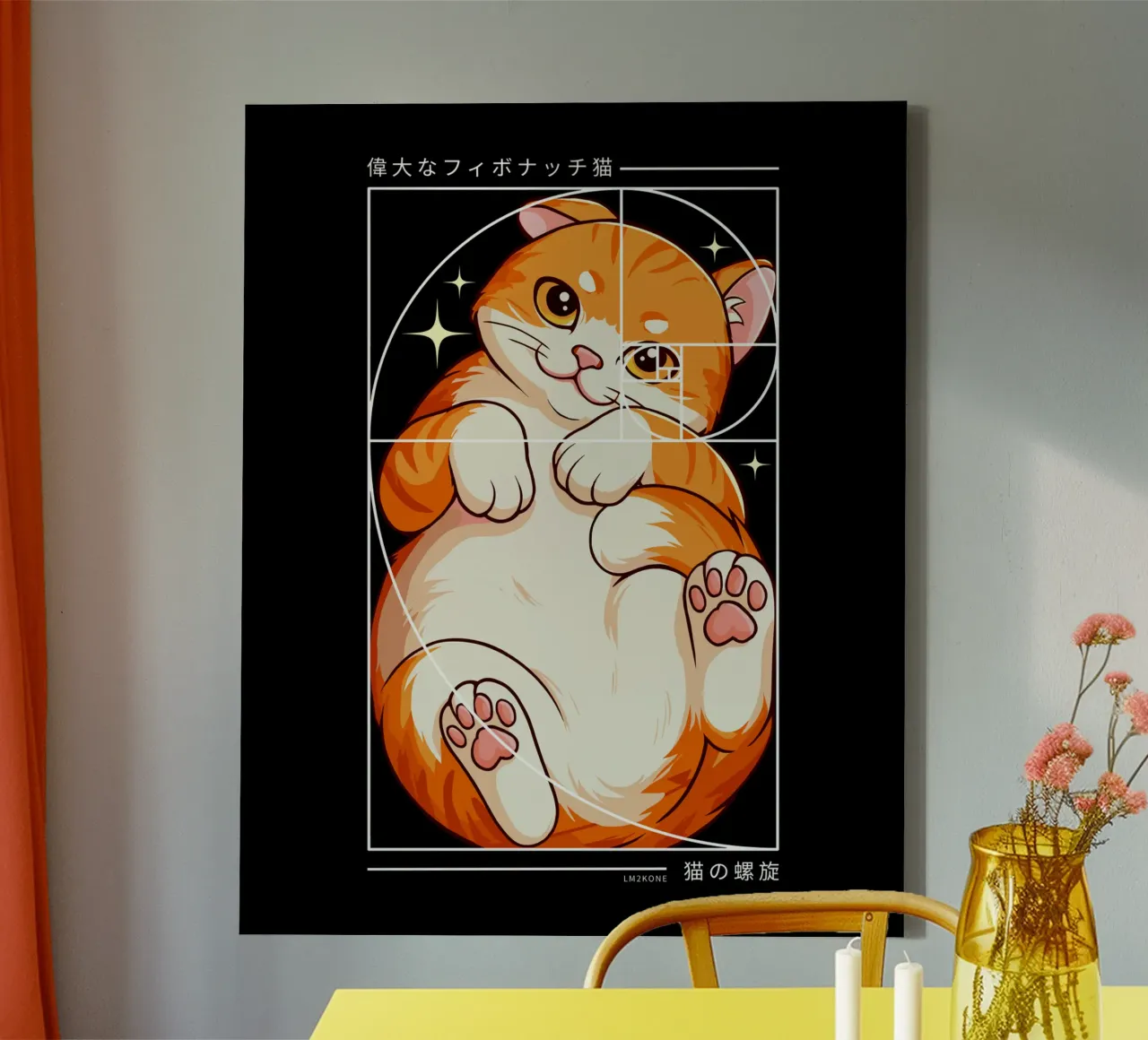 The Cat of Fibonacci Spiral canvas by LM2KONE