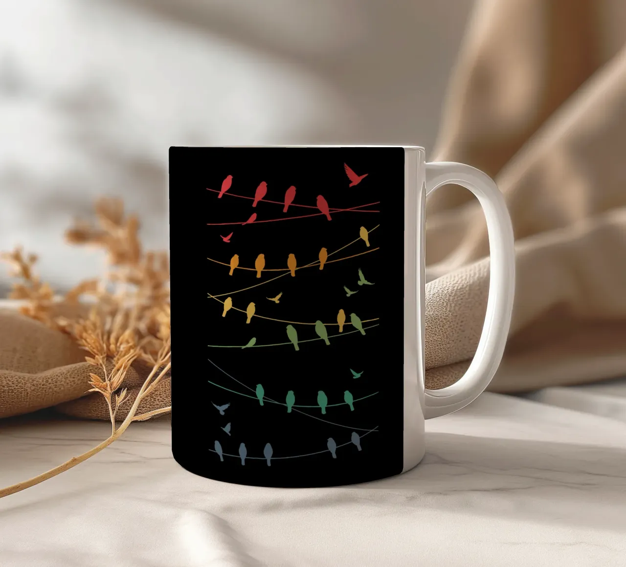 Linee di uccelli Minimalista - Retrò tazza in ceramica da LM2KONE