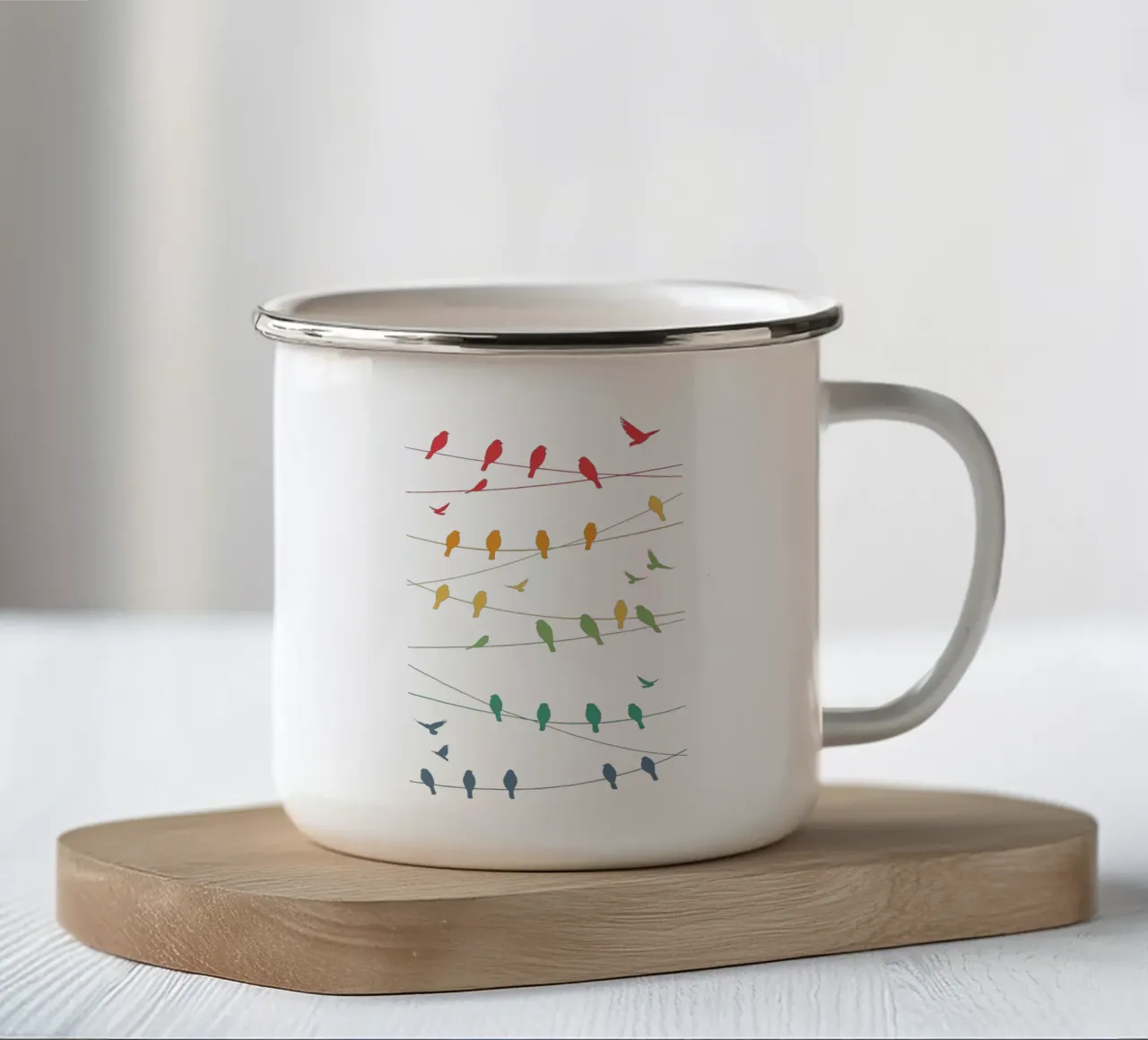 Linee di uccelli Minimalista - Retrò tazza in smalto da LM2KONE