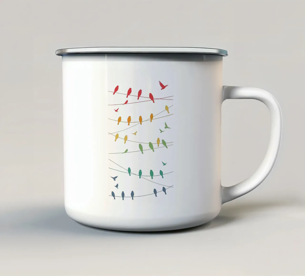 Linee di uccelli Minimalista - Retrò tazza in smalto da LM2KONE
