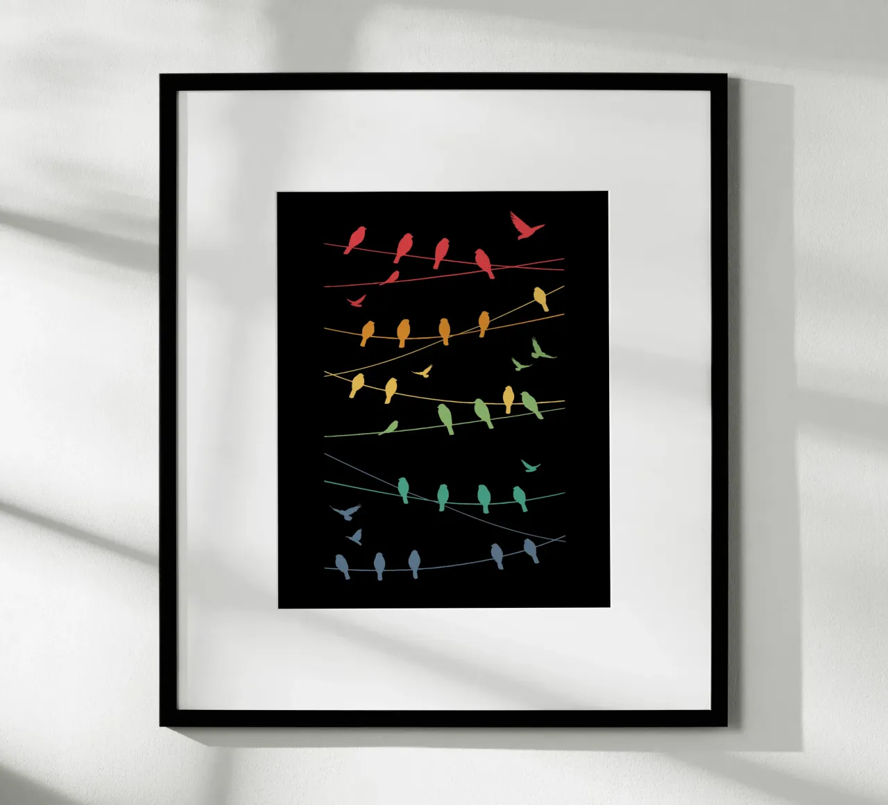 Linee di uccelli Minimalista - Retrò poster con telaio in plastica da LM2KONE
