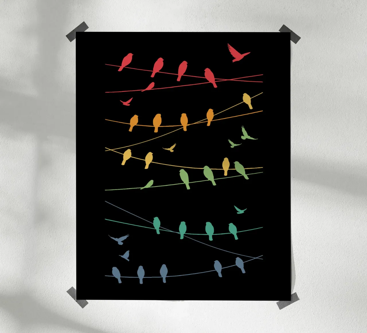 Linee di uccelli Minimalista - Retrò poster con telaio in plastica da LM2KONE