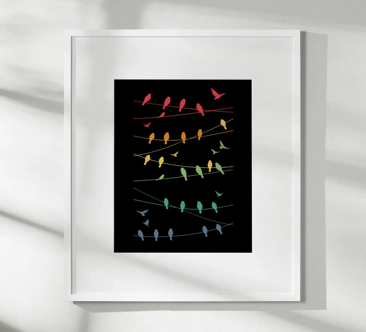 Linee di uccelli Minimalista - Retrò poster con telaio in plastica da LM2KONE