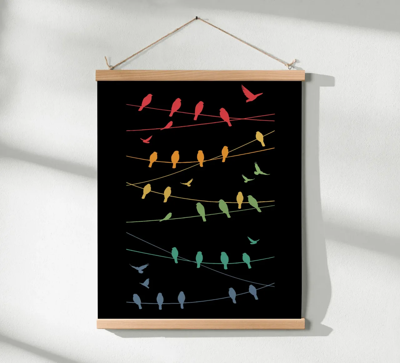 Linee di uccelli Minimalista - Retrò poster con telaio in plastica da LM2KONE