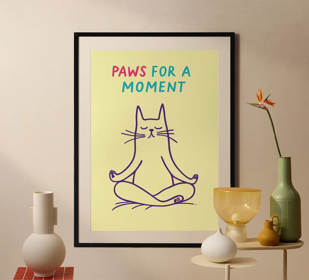 zampetta per un momento poster con telaio in legno da bojoonxs