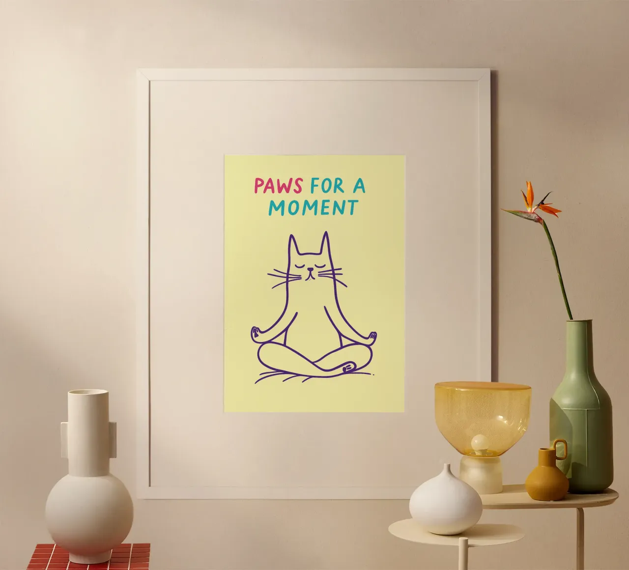 zampetta per un momento poster con telaio in legno da bojoonxs
