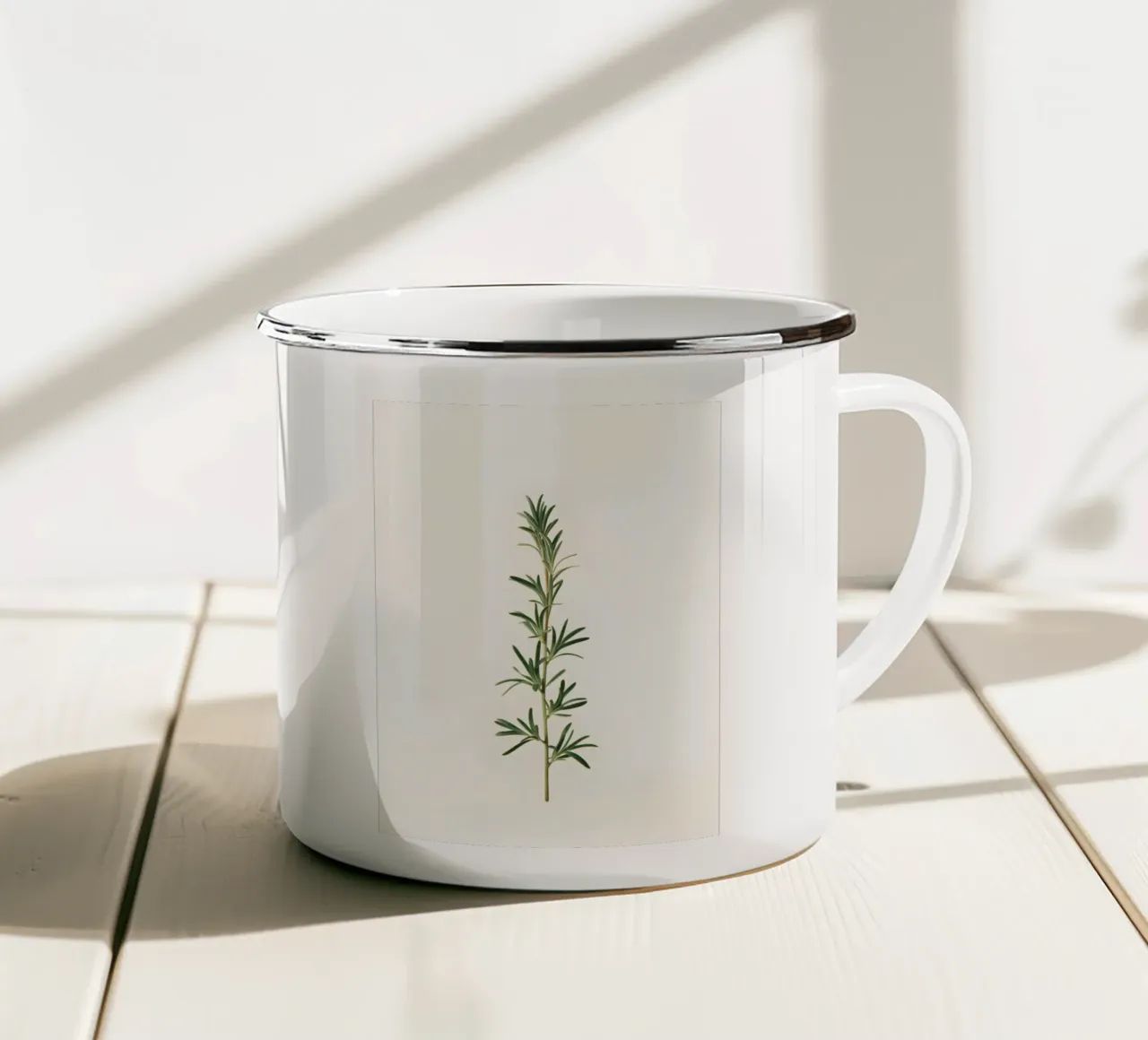 Rametto di rosmarino tazza in smalto da Botanical Gallery