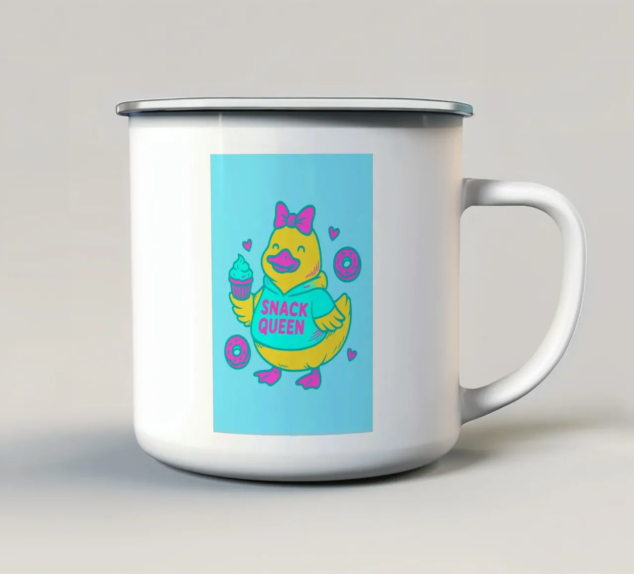 anatra regina degli snack tazza in smalto da bojoonxs