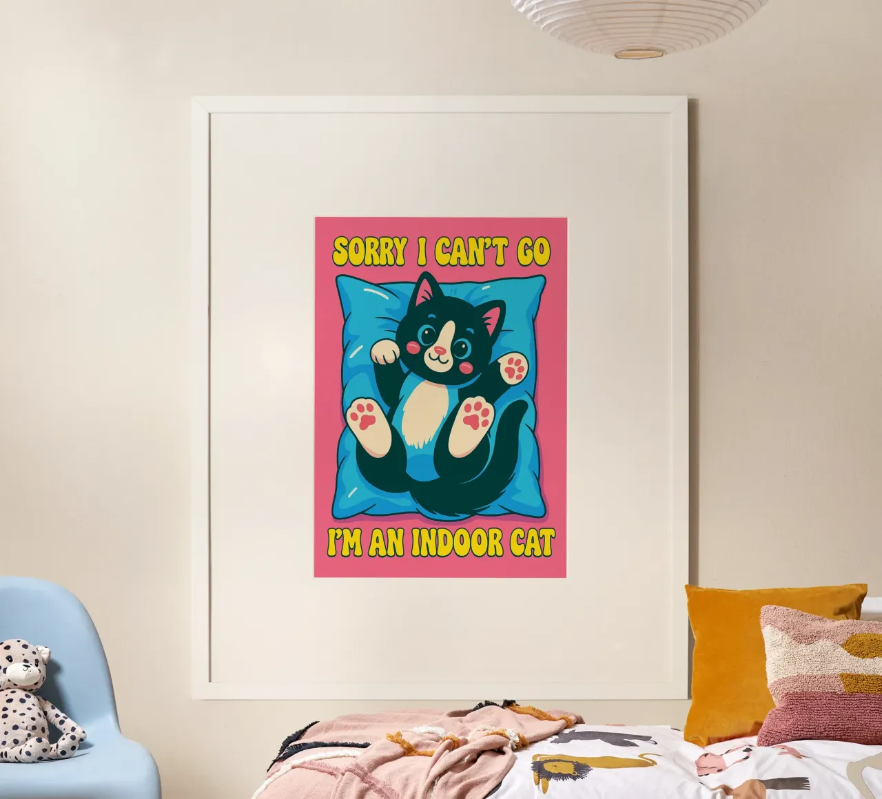 Mi dispiace di non poter venire, sono un gatto di casa poster con telaio in legno da bojoonxs